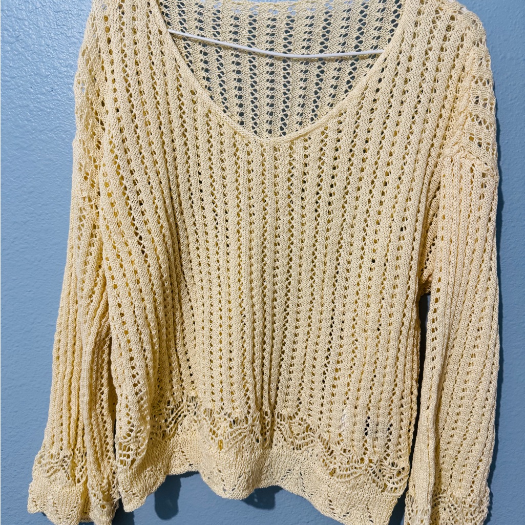 Shein Cream V-Neck Chunky Knit Sweater